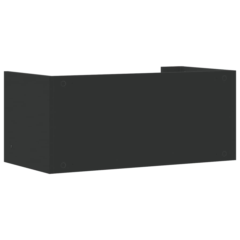 Scaffale a Parete Nero 70,5x35x30,5 cm in Legno Multistrato