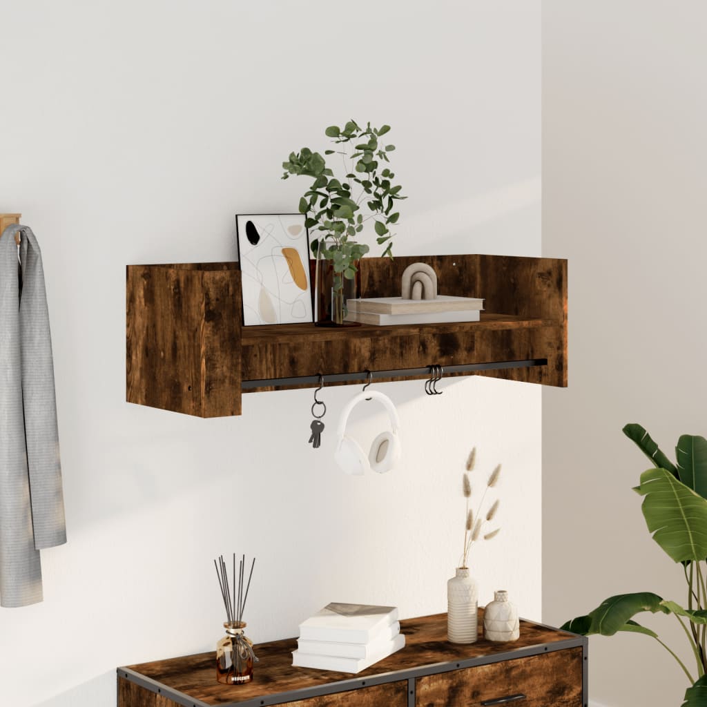 Mensola a Muro Rovere Fumo 100x35x30,5 cm Legno Multistrato
