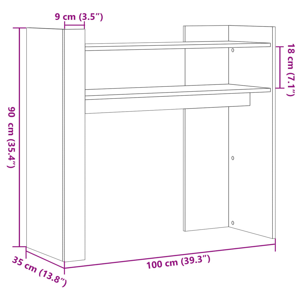 Tavolino Consolle Nero 100x35x90 cm in Legno Multistrato