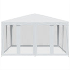Tenda per Feste con 8 Pareti Laterali in Rete Bianco 4x4 m HDPE