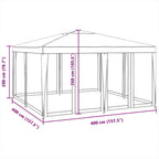 Tenda per Feste con 8 Pareti Laterali in Rete Bianco 4x4 m HDPE