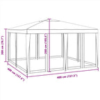 Tenda per Feste con 8 Pareti Laterali in Rete Blu 4x4 m HDPE