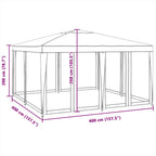 Tenda per Feste con 8 Pareti Laterali in Rete Verde 4x4 m HDPE