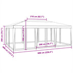 Tenda per Feste con 10 Pareti Laterali in Rete Blu 6x4 m HDPE