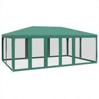 Tenda per Feste con 10 Pareti Laterali in Rete Verde 6x4 m HDPE