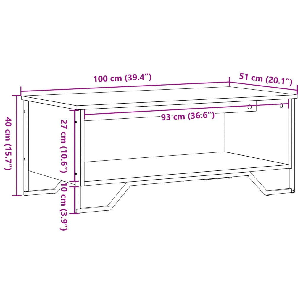 Tavolino da Salotto Rovere Sonoma 100x51x40cm Legno Multistrato