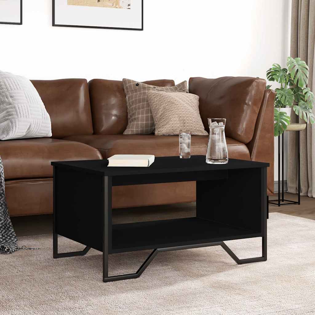 Tavolino da Salotto Nero 75x51x40 cm in Legno Multistrato