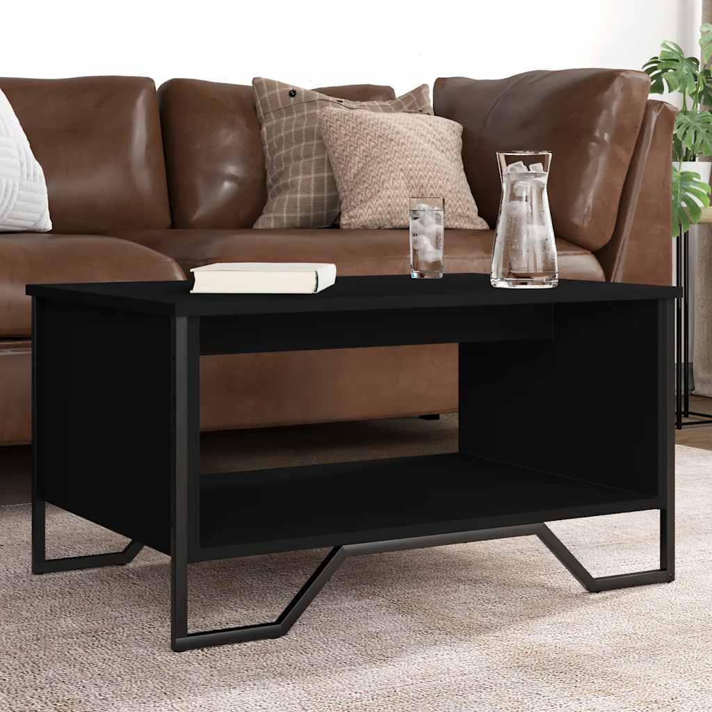 Tavolino da Salotto Nero 75x51x40 cm in Legno Multistrato
