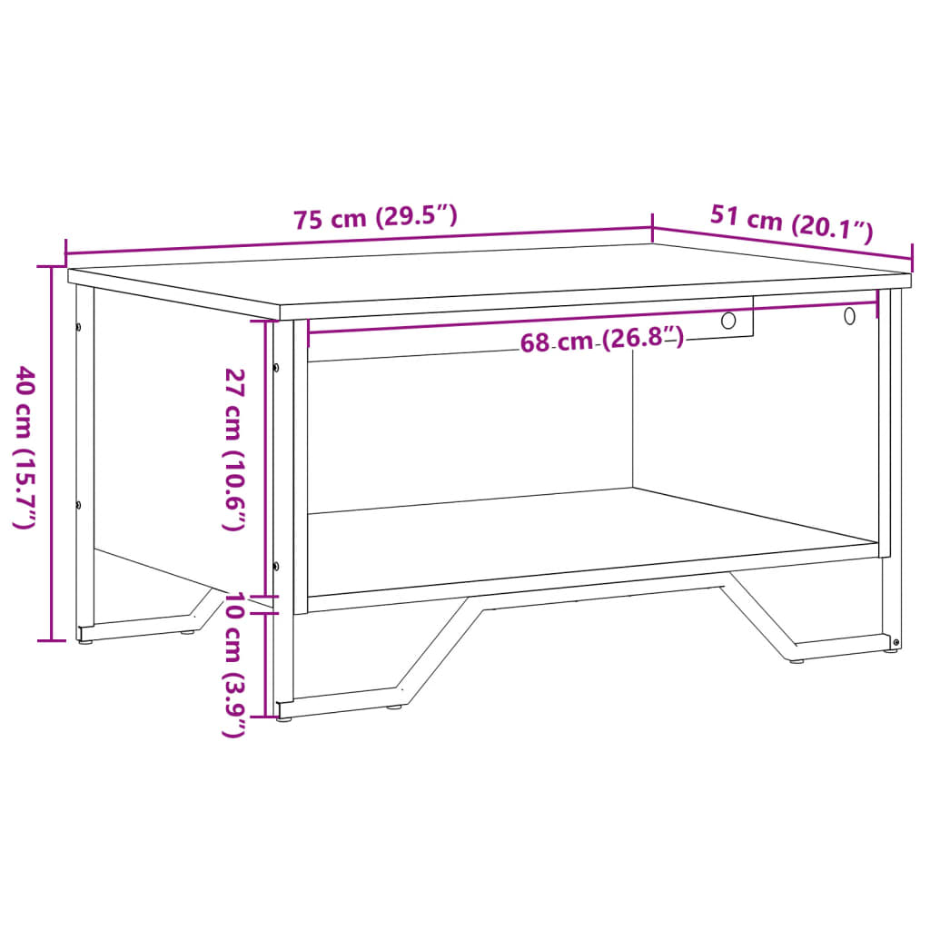 Tavolino da Salotto Rovere Sonoma 75x51x40 cm Legno Multistrato