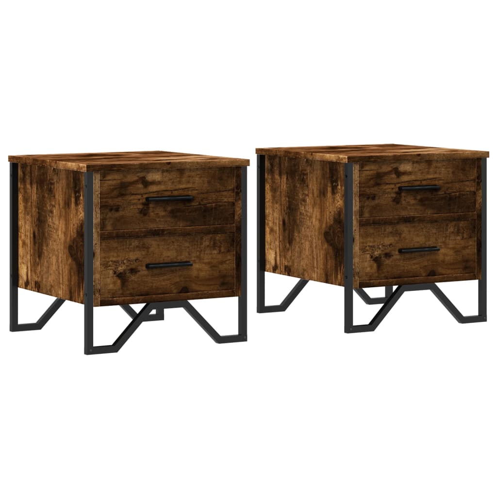 Comodini 2 pz Rovere Fumo 40x41x40 cm in Truciolato