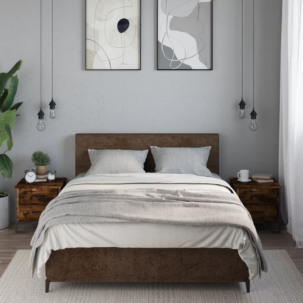 Comodini 2 pz Rovere Fumo 40x41x40 cm in Truciolato