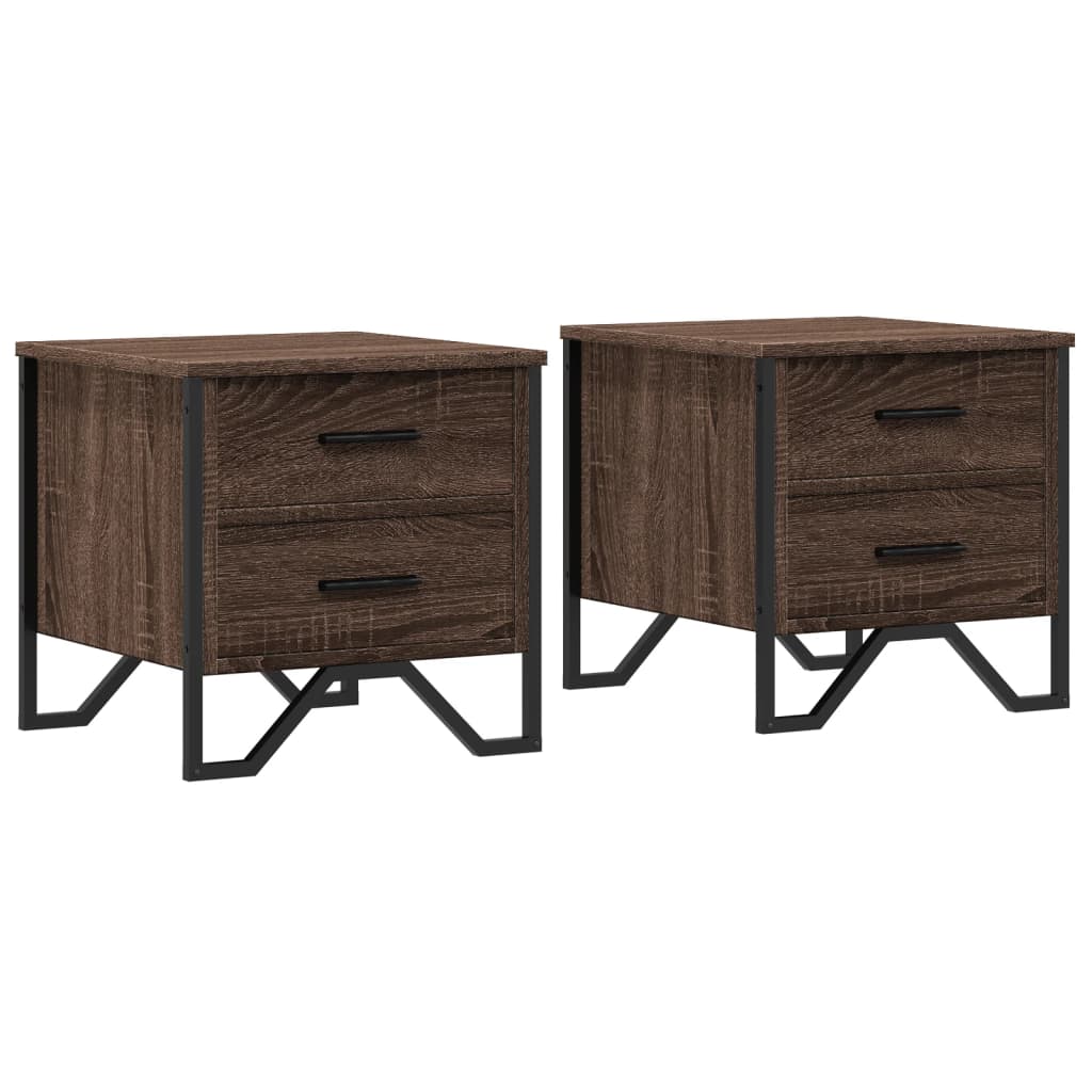 Comodini 2 pz Rovere Marrone 40x41x40 cm in Legno Multistrato