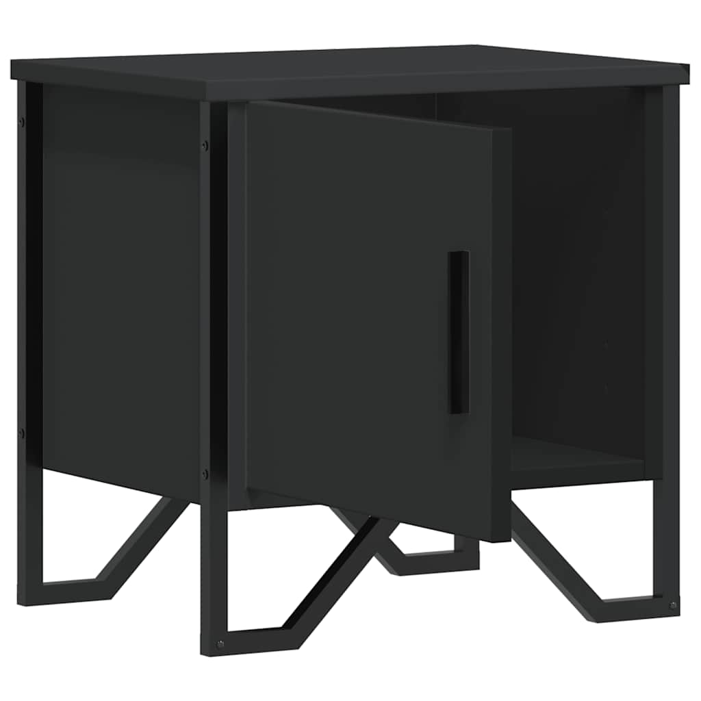 Comodini Neri 2 pz 40x30x40 cm in Legno Multistrato