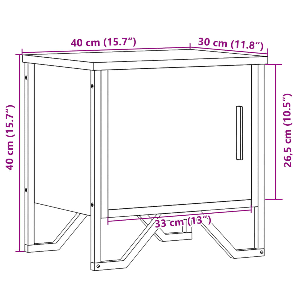Comodini Rovere Sonoma 2 pz 40x30x40 cm in Legno Multistrato