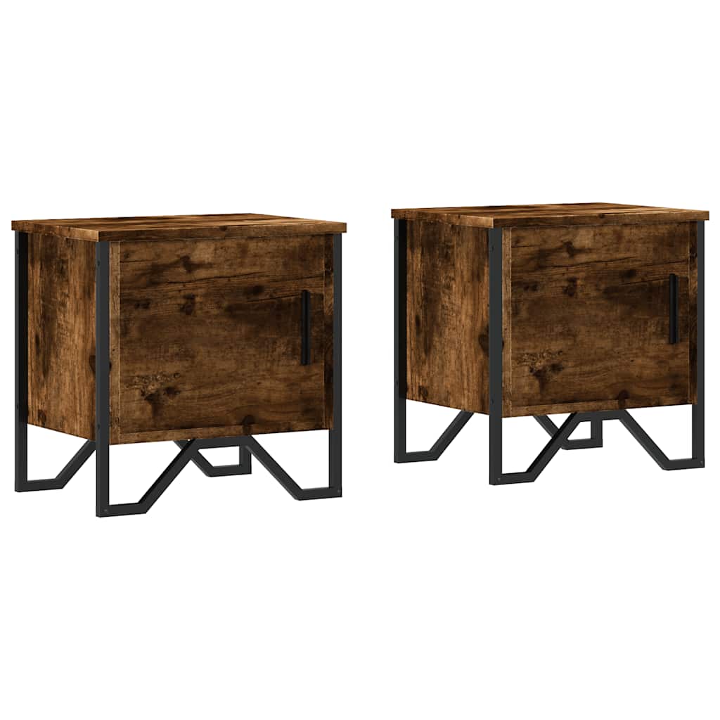 Comodini 2pz Rovere Fumo 40x30x40 cm in Truciolato