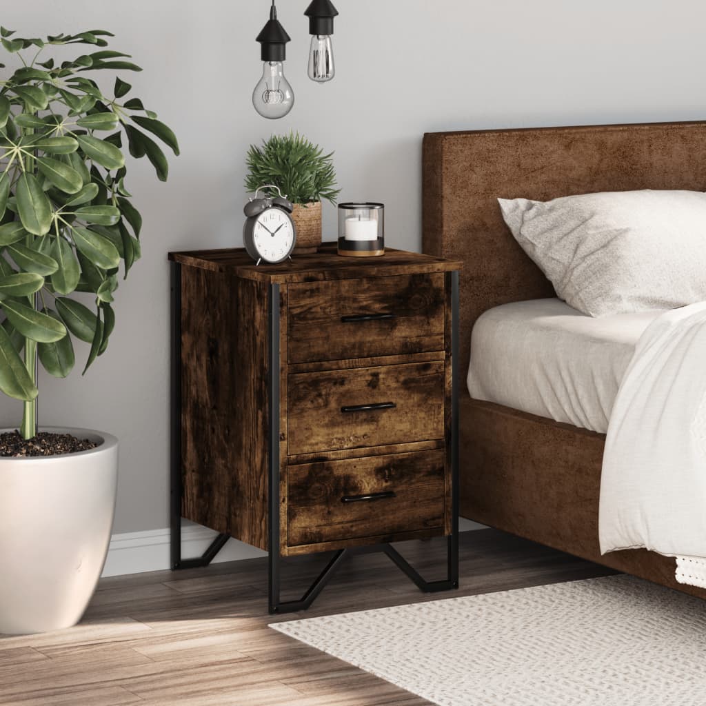 Comodino Rovere Fumo 40x41x60 cm in Legno Multistrato