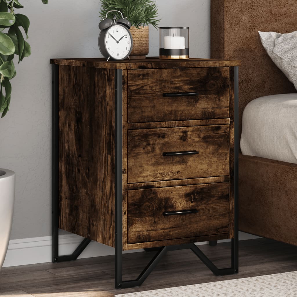 Comodino Rovere Fumo 40x41x60 cm in Legno Multistrato