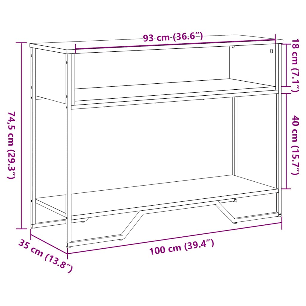 Tavolo Consolle Nero 100x35x74,5 cm in Truciolato