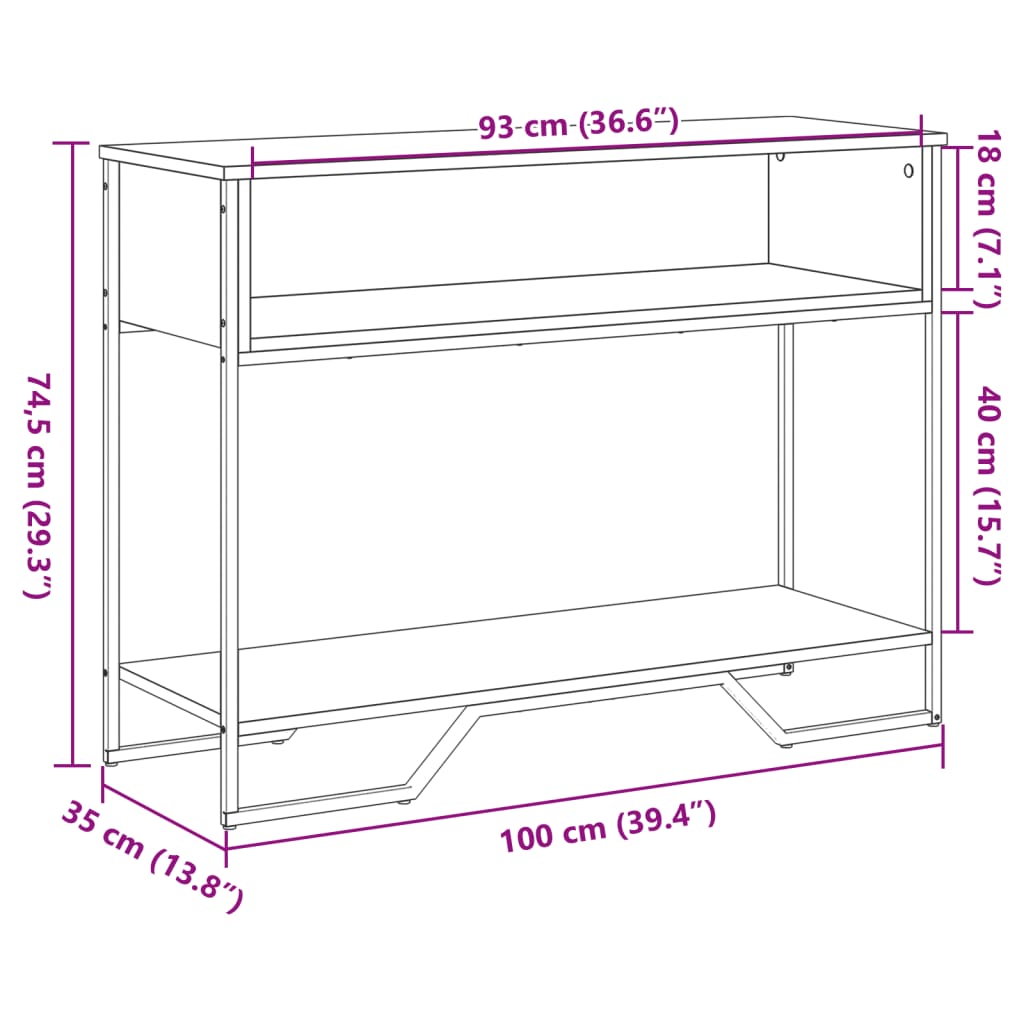 Tavolo Consolle Grigio Sonoma 100x35x74,5 cm in Truciolato