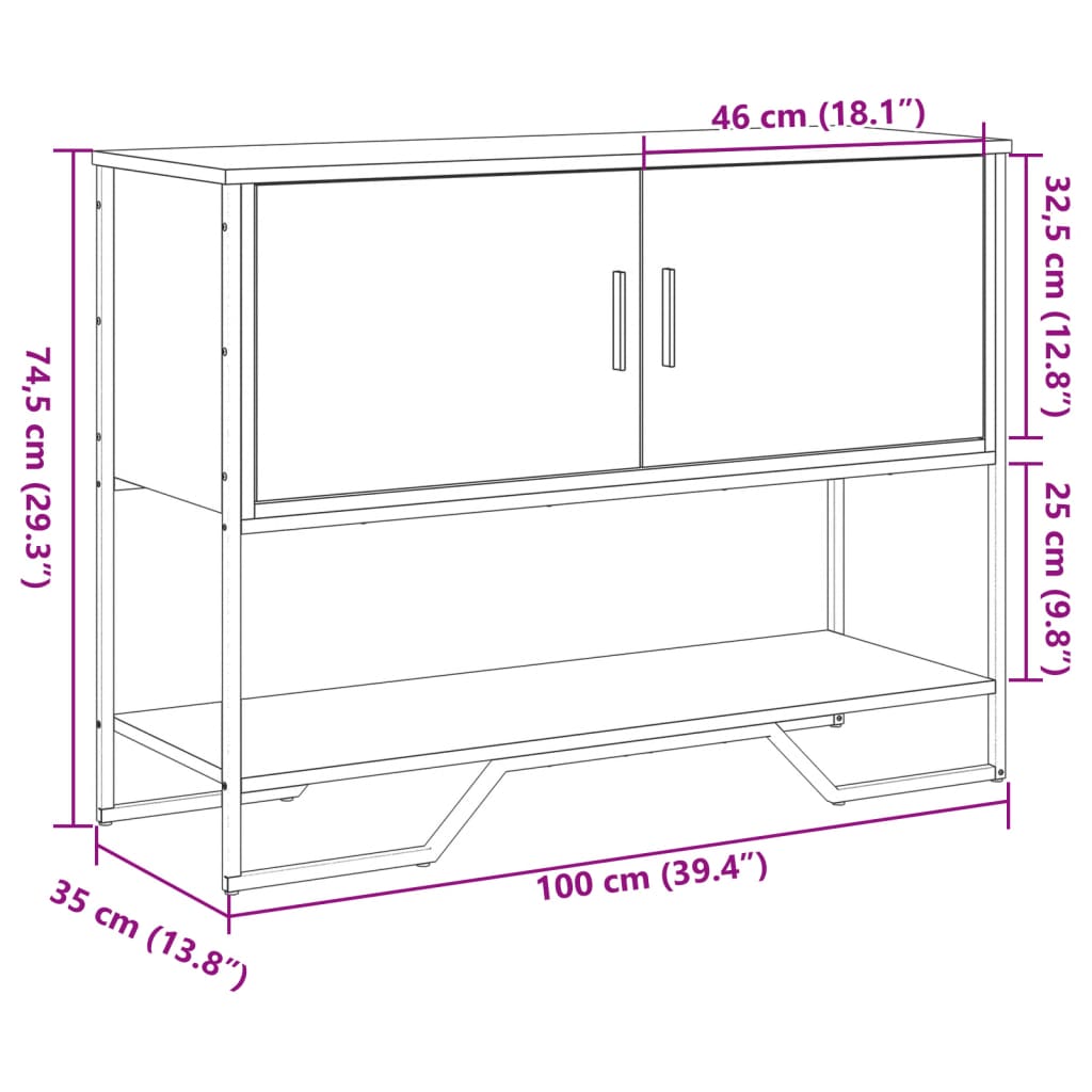 Tavolo Consolle Rovere Fumo 100x35x74,5 cm in Truciolato