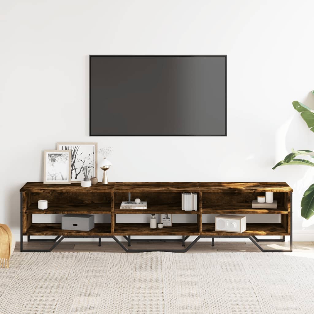 Mobile Porta TV Rovere Fumo 180x34x41 cm in Legno Multistrato