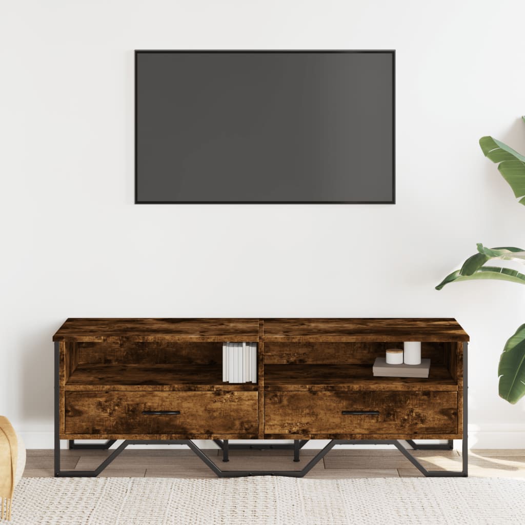 Mobile Porta TV Rovere Fumo 122x34x41 cm in Legno Multistrato