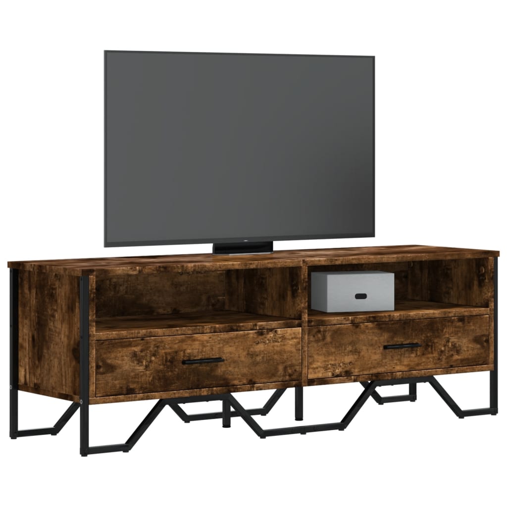 Mobile Porta TV Rovere Fumo 122x34x41 cm in Legno Multistrato