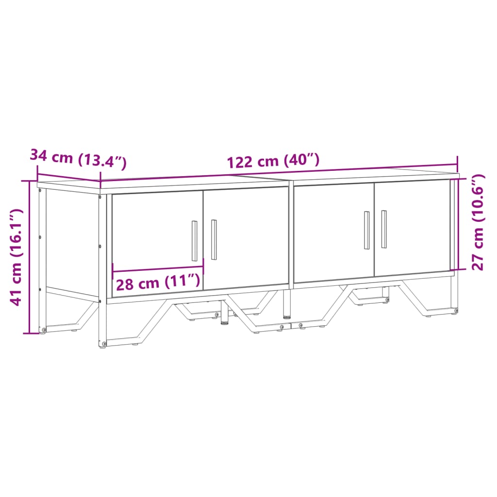 Mobile Porta TV Rovere Marrone 122x34x41cm in Legno Multistrato