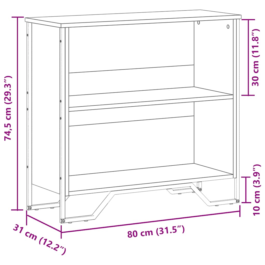Libreria Nera 80x31x74,5 cm in Legno Multistrato