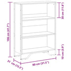 Libreria Nera 80x31x106 cm in Legno Multistrato