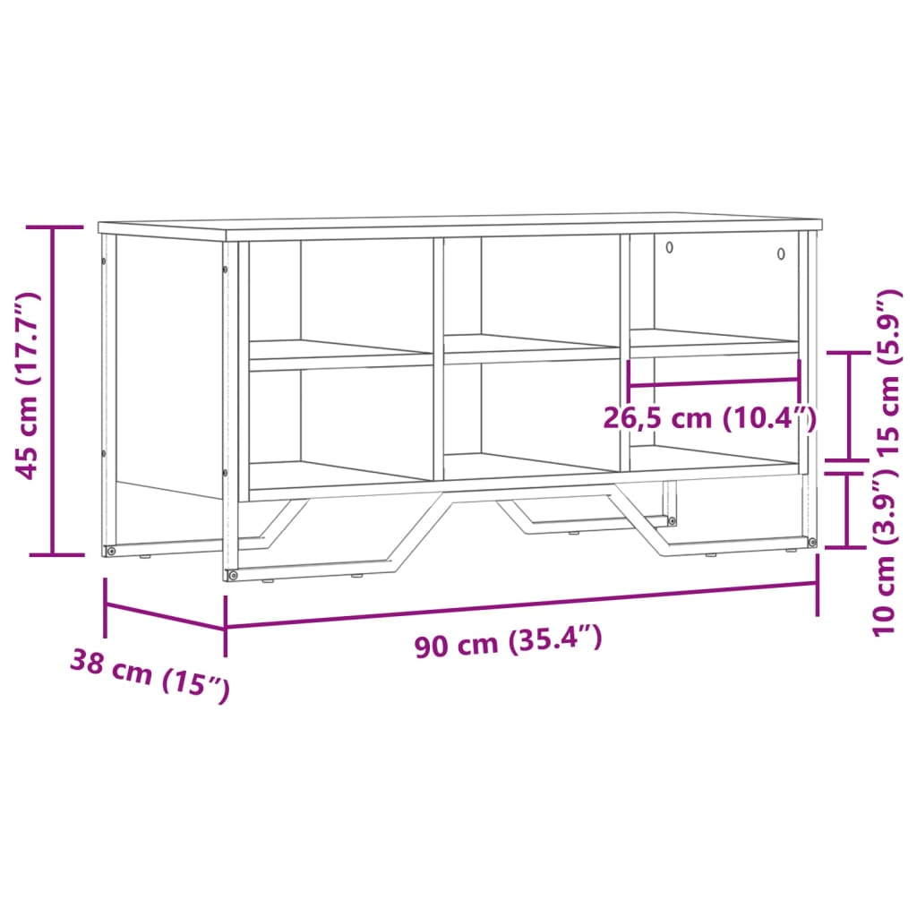 Scarpiera Rovere Fumo 90x38x45,5 cm in Truciolato