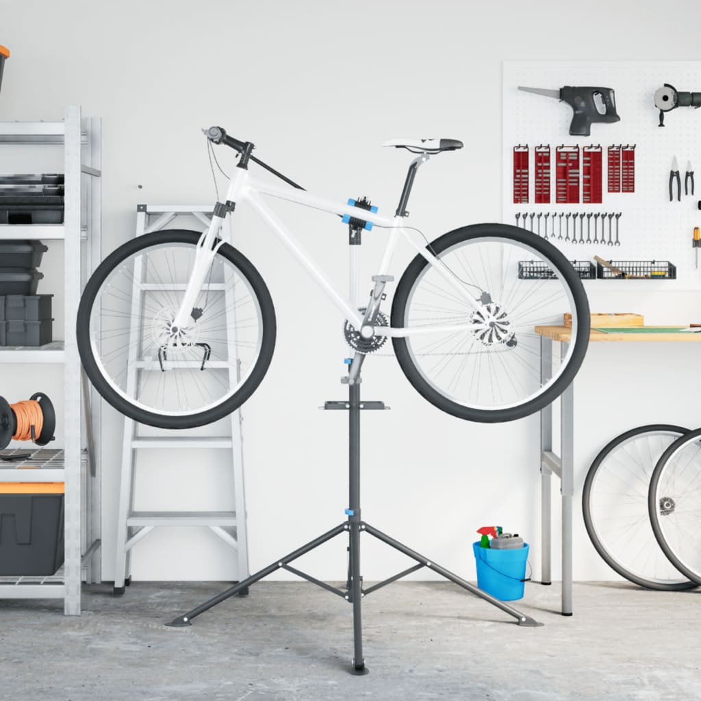 Supporto Riparazione Bici Regolabile 108-188 cm Blu in Acciaio