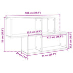 Scaffale a Muro Grigio Cemento 100x20x53 cm Legno Multistrato