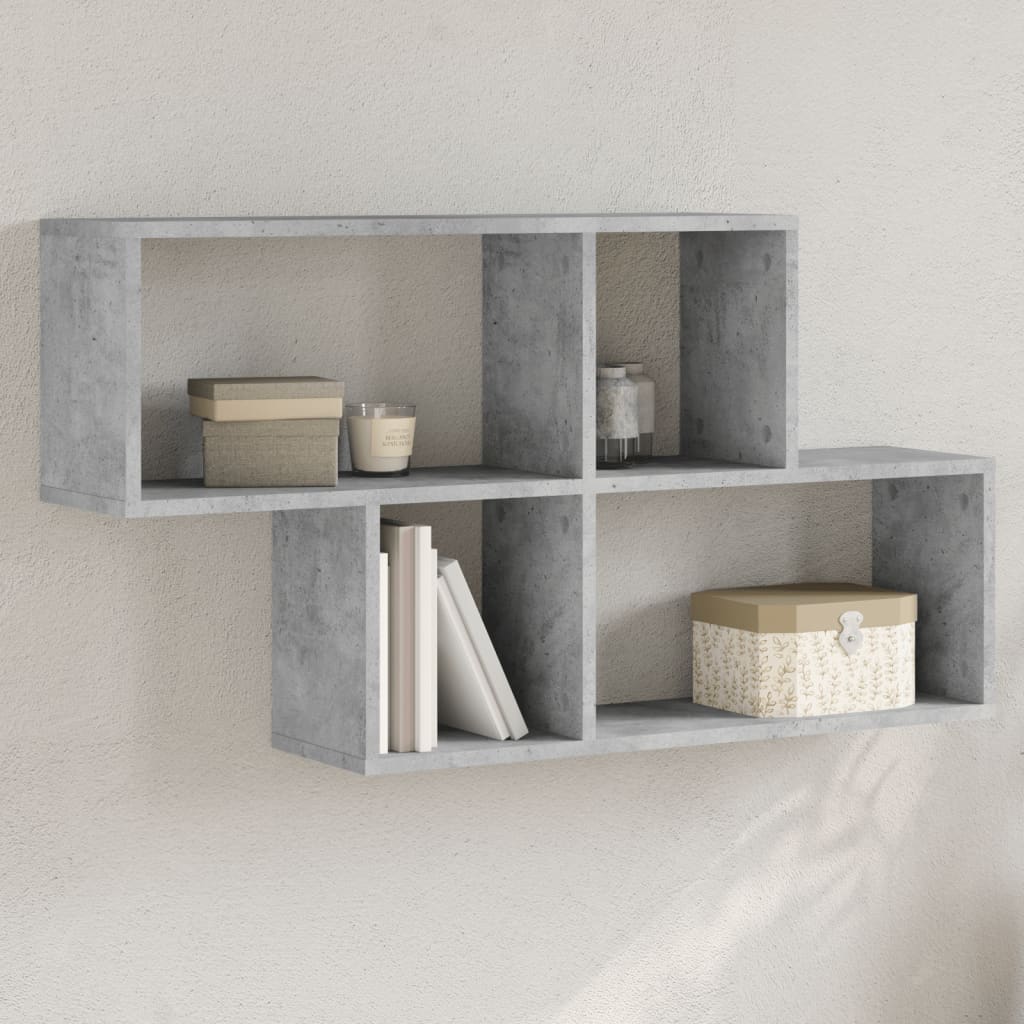 Scaffale a Muro Grigio Cemento 100x20x53 cm Legno Multistrato