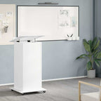 Leggio con Ruote e Cassetto Bianco 55x55x107 cm in Multistrato