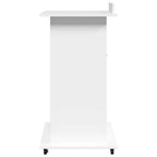 Leggio con Ruote e Cassetto Bianco 55x55x107 cm in Multistrato