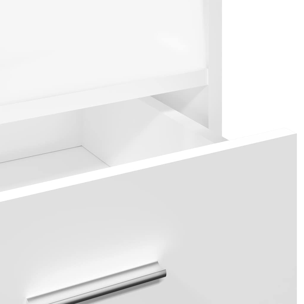 Leggio con Ruote e Cassetto Bianco 55x55x107 cm in Multistrato