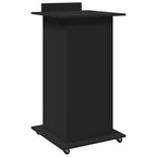Leggio con Ruote e Cassetto Nero 55x55x107 cm in Multistrato