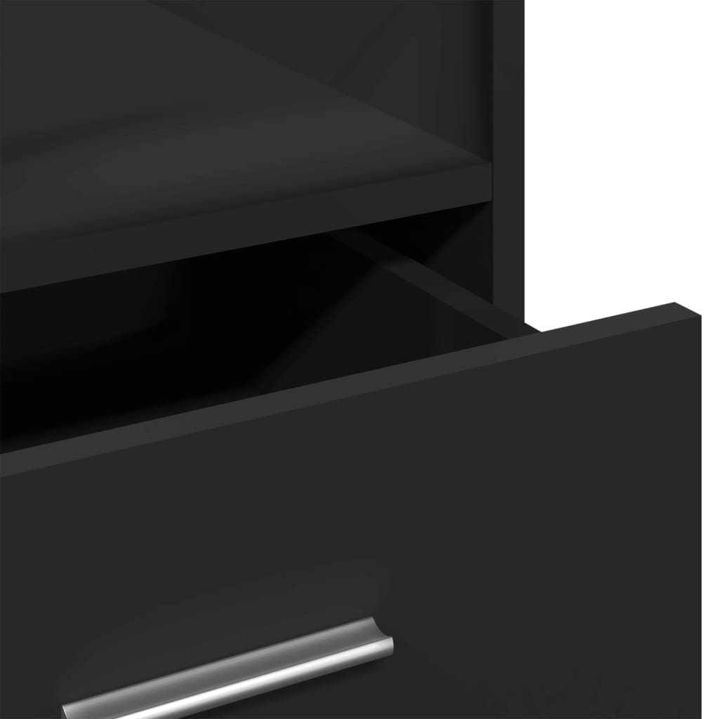 Leggio con Ruote e Cassetto Nero 55x55x107 cm in Multistrato