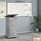 Leggio con Ruote e Cassetto Grigio 55x55x107 cm in Multistrato