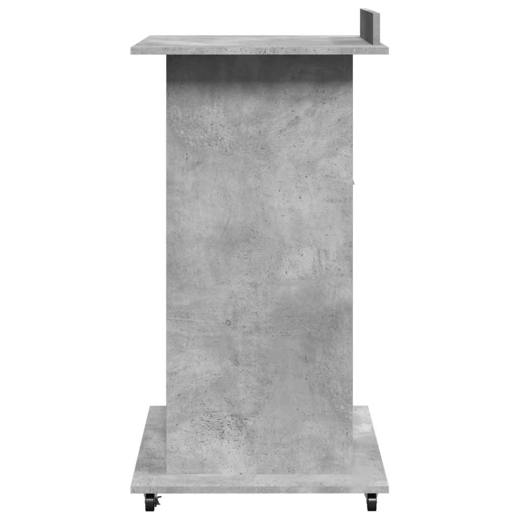 Leggio con Ruote e Cassetto Grigio 55x55x107 cm in Multistrato