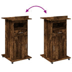 Leggio con Ruote e Cassetto Rovere Fumo 55x55x107cm Multistrato