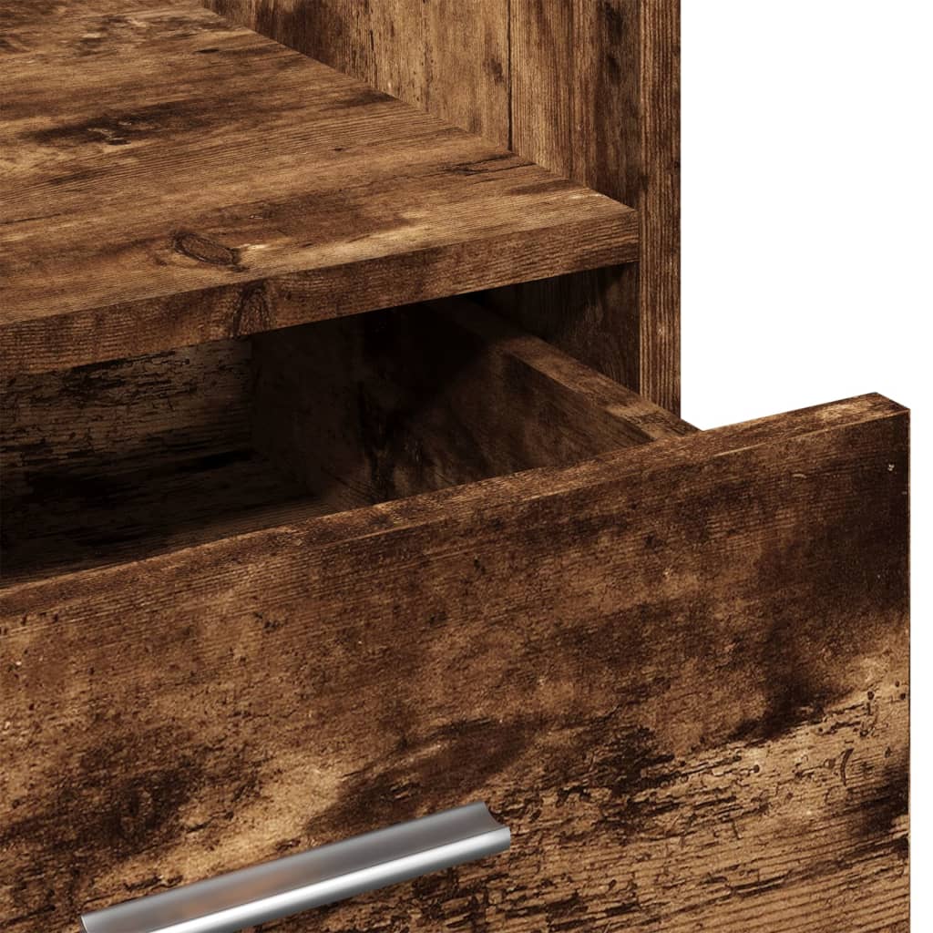 Leggio con Ruote e Cassetto Rovere Fumo 55x55x107cm Multistrato