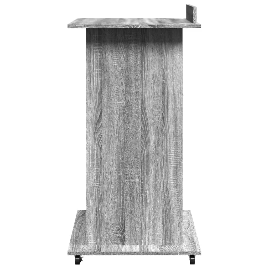 Leggio con Ruote Cassetto Grigio Sonoma 55x55x107cm Multistrato