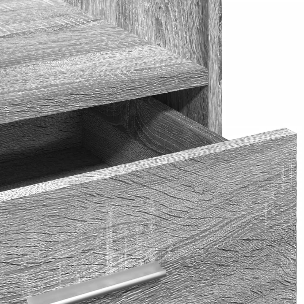 Leggio con Ruote Cassetto Grigio Sonoma 55x55x107cm Multistrato