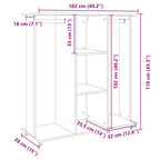 Armadio con Ruote Grigio Cemento 102x38x110cm Legno Multistrato