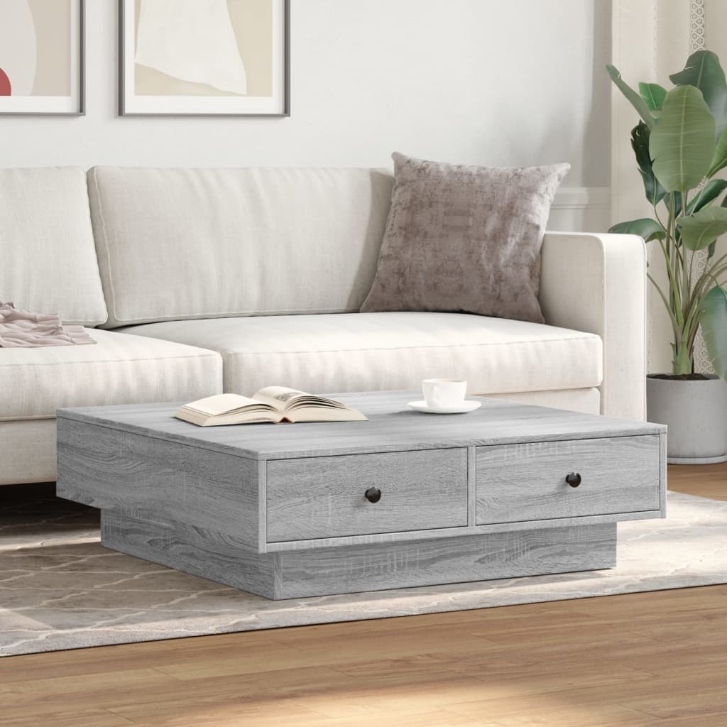 Tavolino da Salotto Grigio Sonoma 90x90x28 cm Legno Multistrato