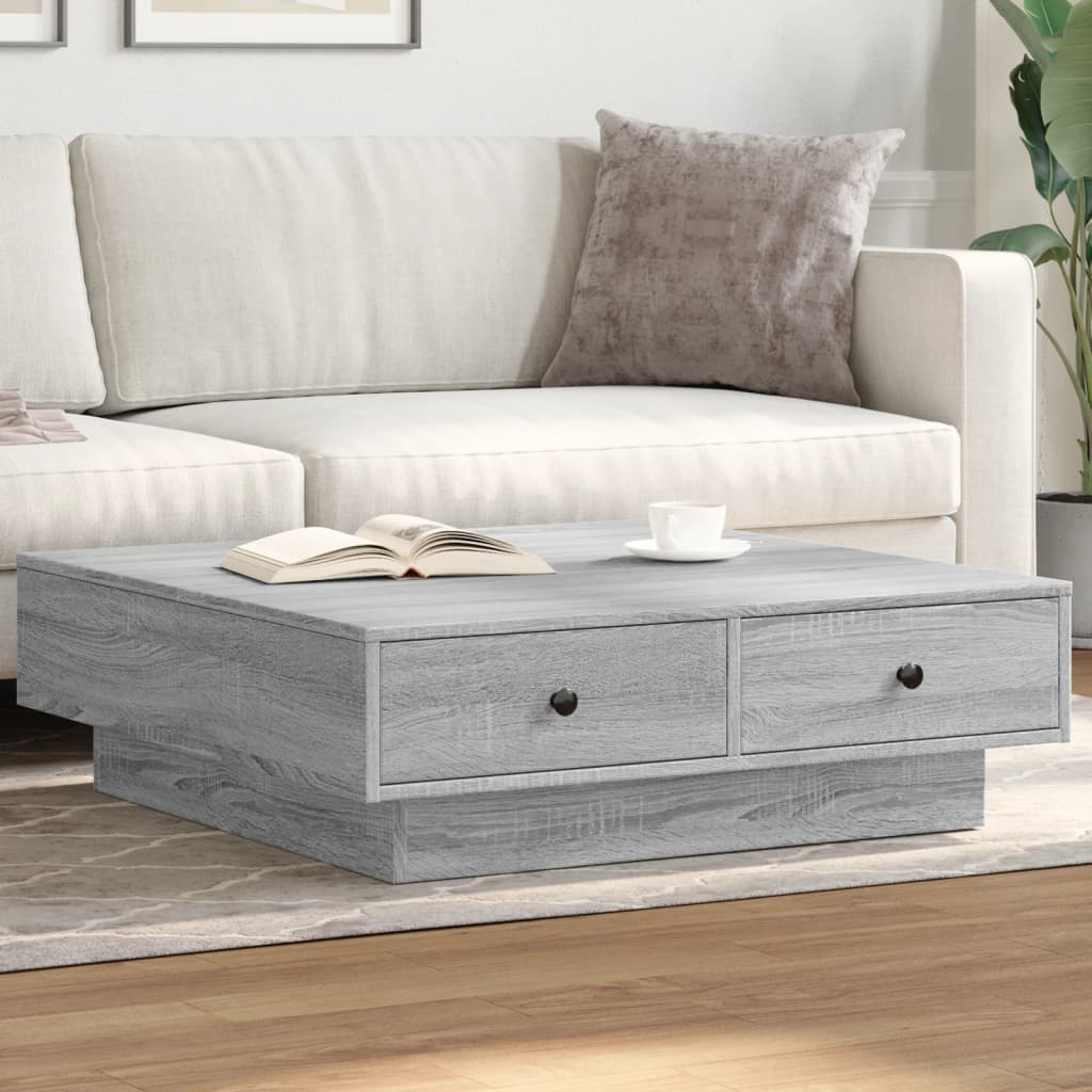 Tavolino da Salotto Grigio Sonoma 90x90x28 cm Legno Multistrato