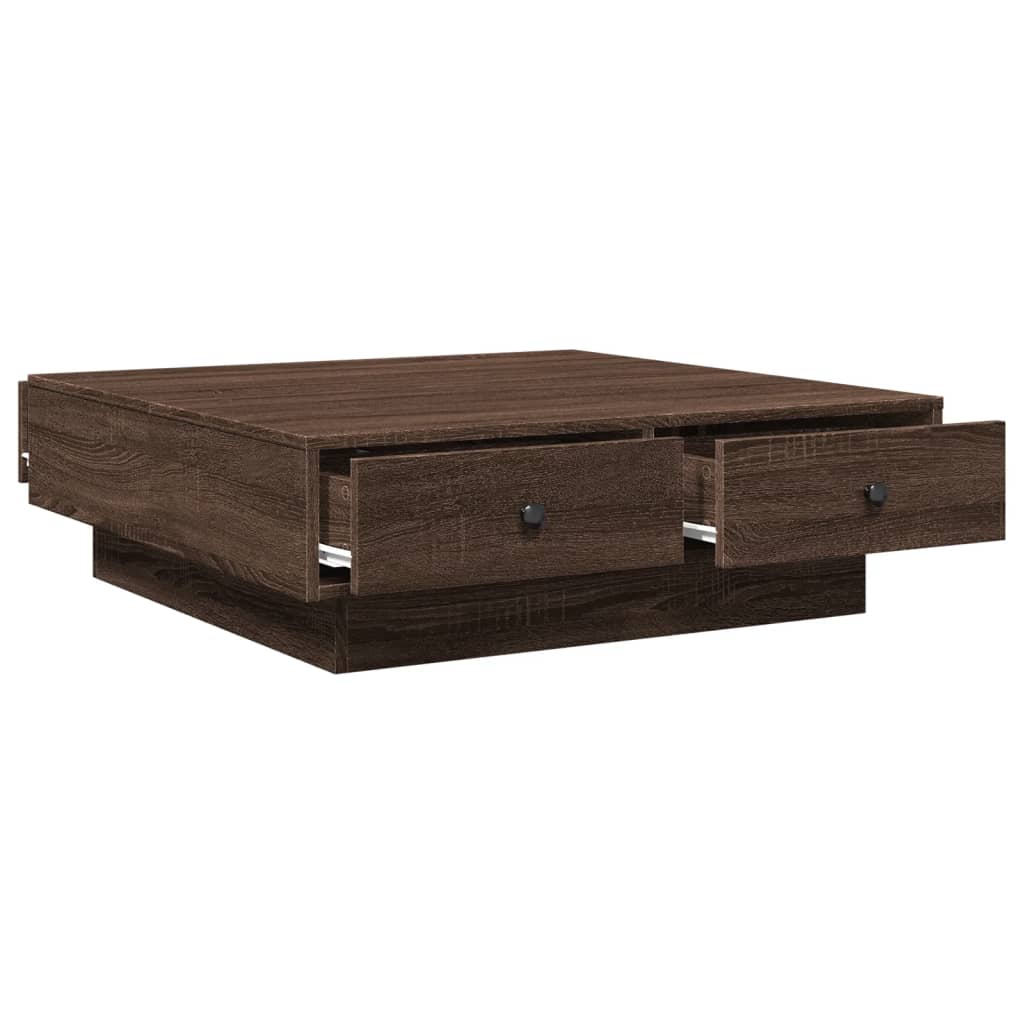 Tavolino da Salotto Rovere Marrone 90x90x28cm Legno Multistrato