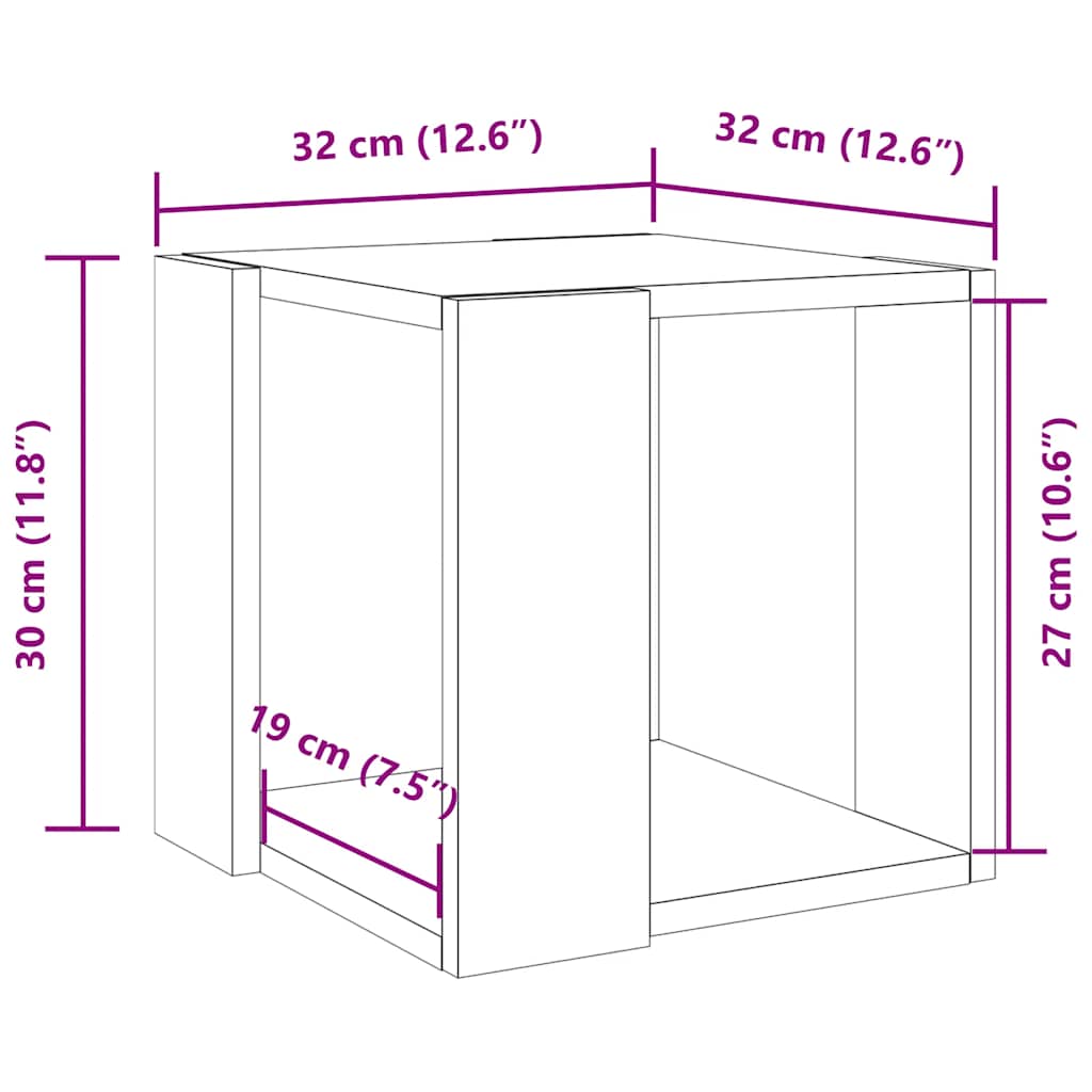 Tavolino da Salotto Bianco 32x32x30 cm in Legno Multistrato